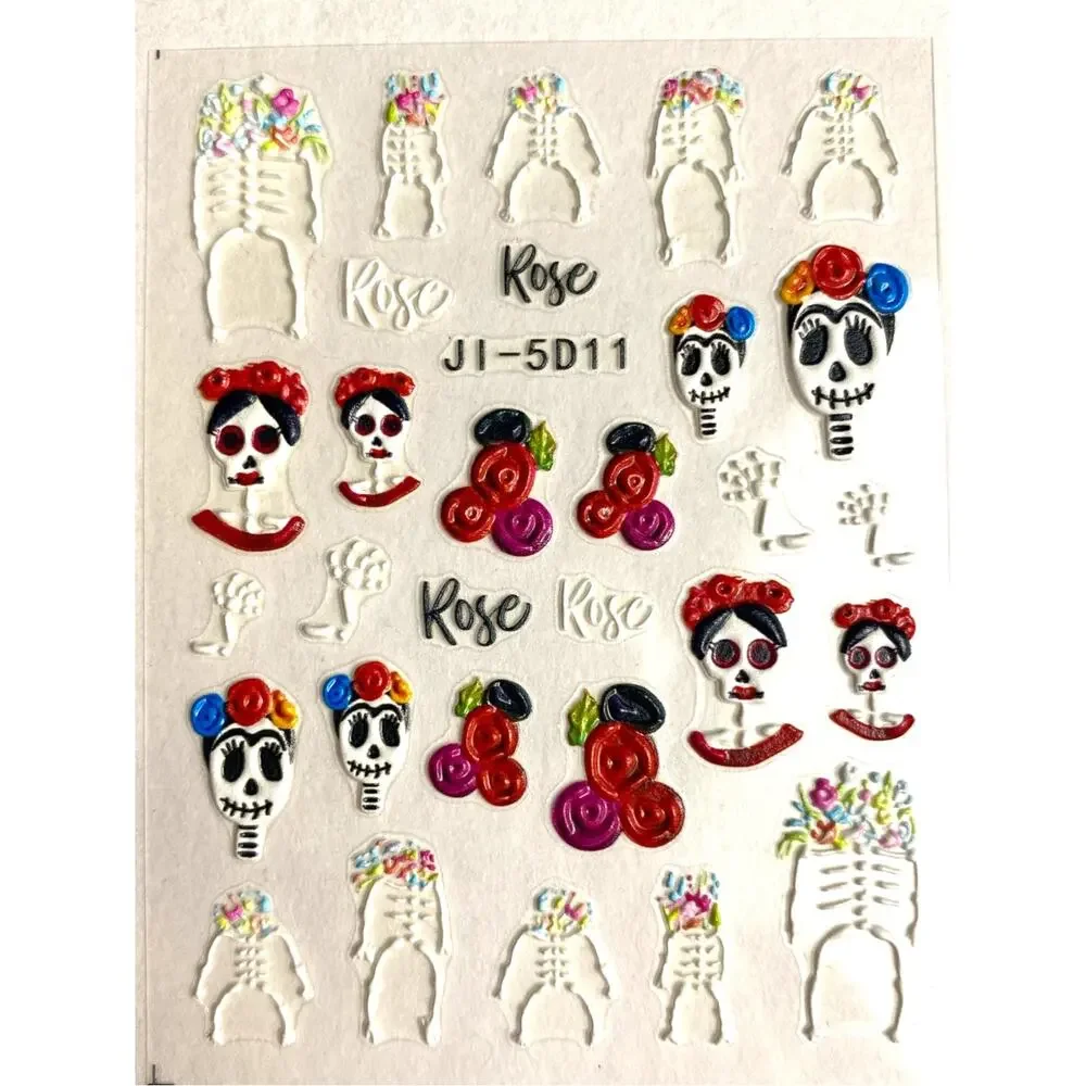 Women's Cinco de Mayo Halloween Skeleton Horror Themed Nail Stickers 4 Pages